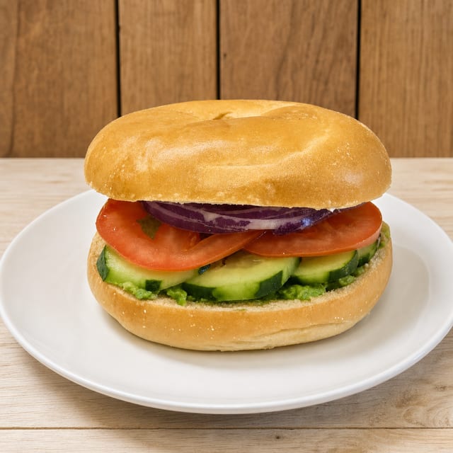 #10 Bagel with Veggies and Cream Cheese.