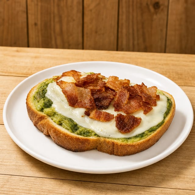 #16 Avocado Toast Pesto-Bacon Melt.